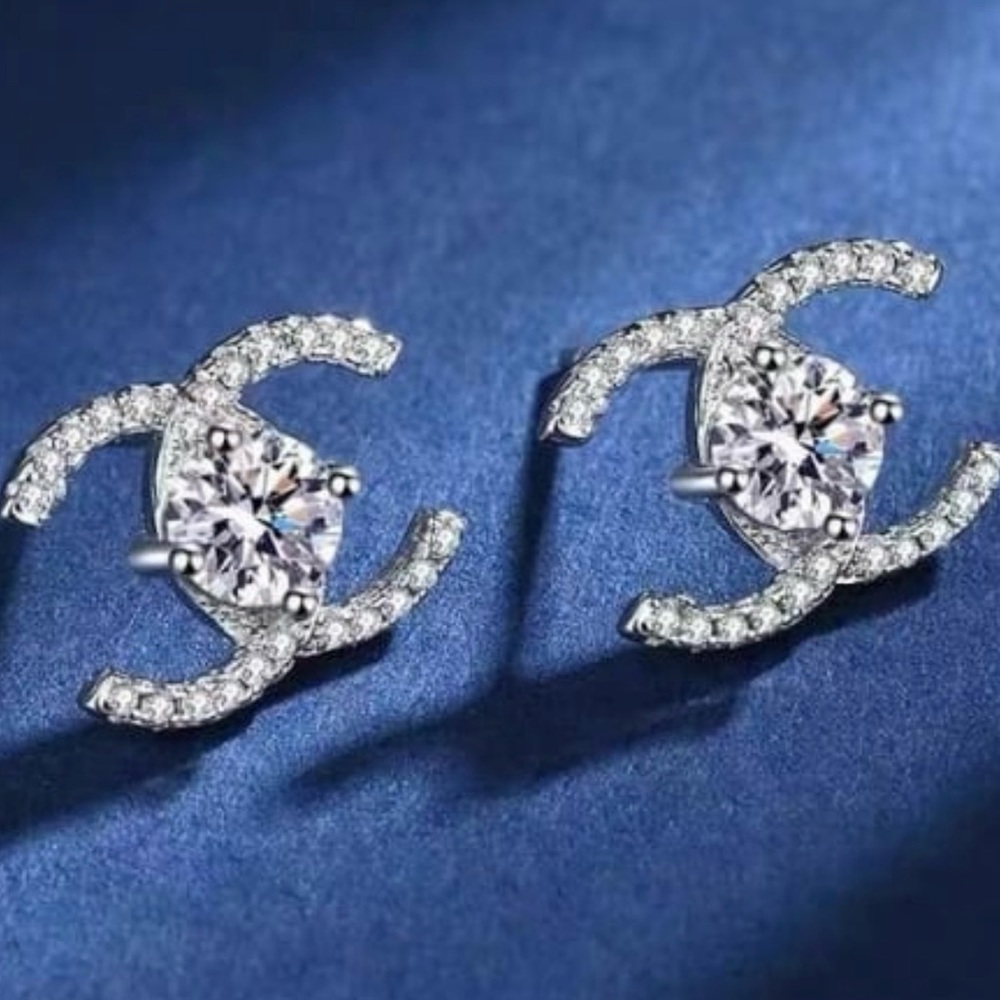 925 Sterling Silver Moissanite White Minimalist Cluster Earring